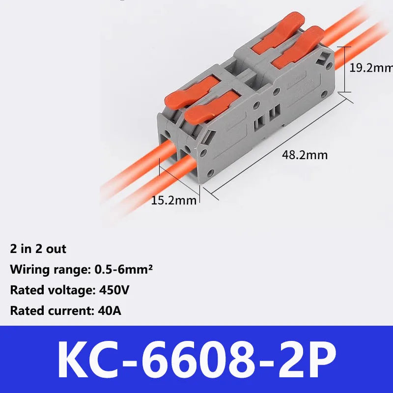 Fast Wire Connectors Universal Compact Terminal Block 6mm2 DIN Rail type Terminal 2 3 4 5 Pin Push-In Terminal Block With Lever