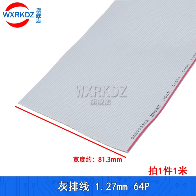 1Meter Gray Flat Ribbon Cable 1.27mm Pitch FC Data Wire Line 6/8/10/12/14/20/24/26/30/34P 40P 50 60 64P AWG28 300V For DIY