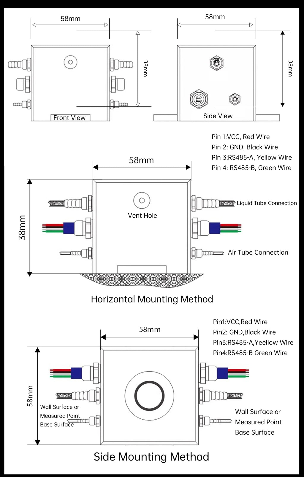 High Precision Differential Pressure Hydrostatic Leveling Sensor / Settlement Monitoring System / RS485 Output for Bridge & Buil