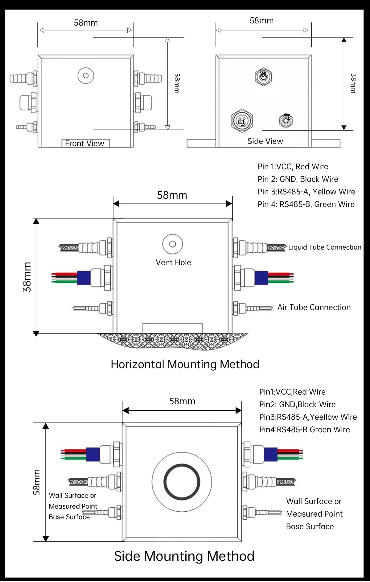High Precision Differential Pressure Hydrostatic Leveling Sensor / Settlement Monitoring System / RS485 Output for Bridge & Buil