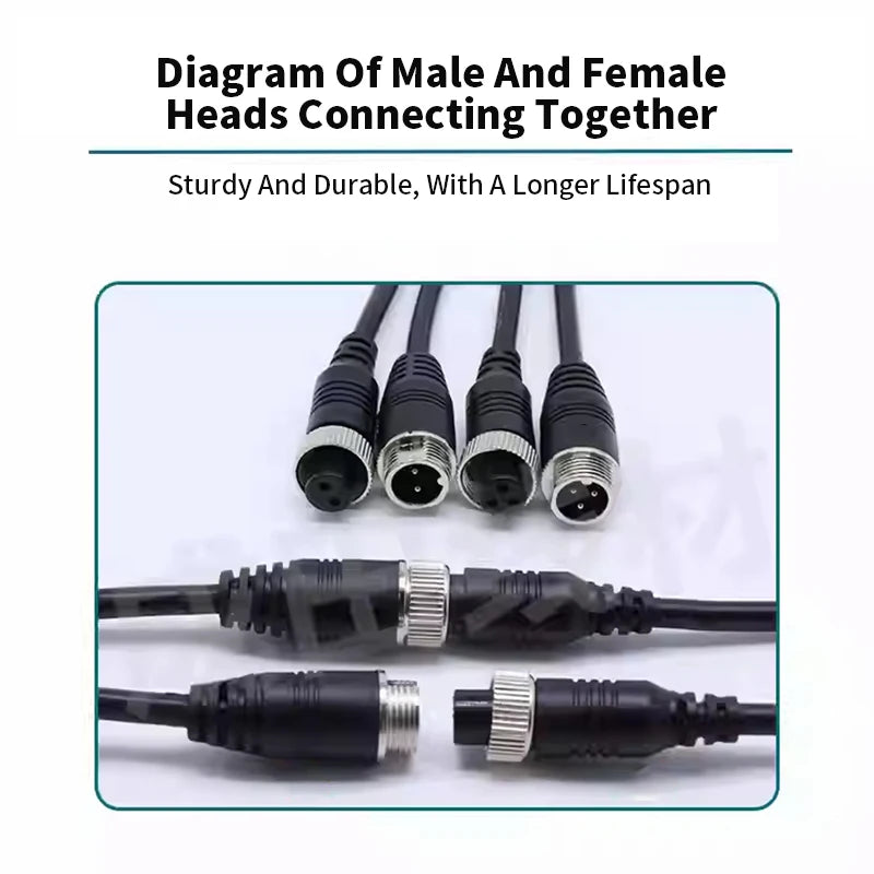 GX12 Male to Female Extension Cable Aviation Plug Connection Wire 2/3/4/5/6/7 Pin Plug Sensing Connector Line 0.2-3 Meter