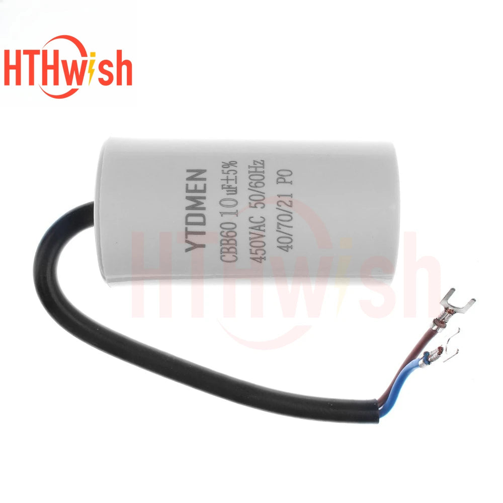 1pc CBB60 Motor Run Capacitors 5% for Washing Machine 450V 3UF 4UF 5UF 6UF 8UF 10UF 12UF 15UF 18UF 20U 450VAC Starting Capacitor