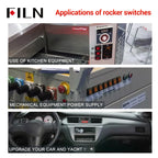 FILN 30A Heavy Duty Waterproof Rocker Switch 4 Pins IP67 12V 24V 110V 220V Ideal for Boat Marine Car Accessories Toggle Switches