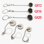 GX12 GX16 GX20 Aviation Circular Plug Socket Waterproof Dust Cable Connector Metal Leather Chain Protective Sleeve Cap