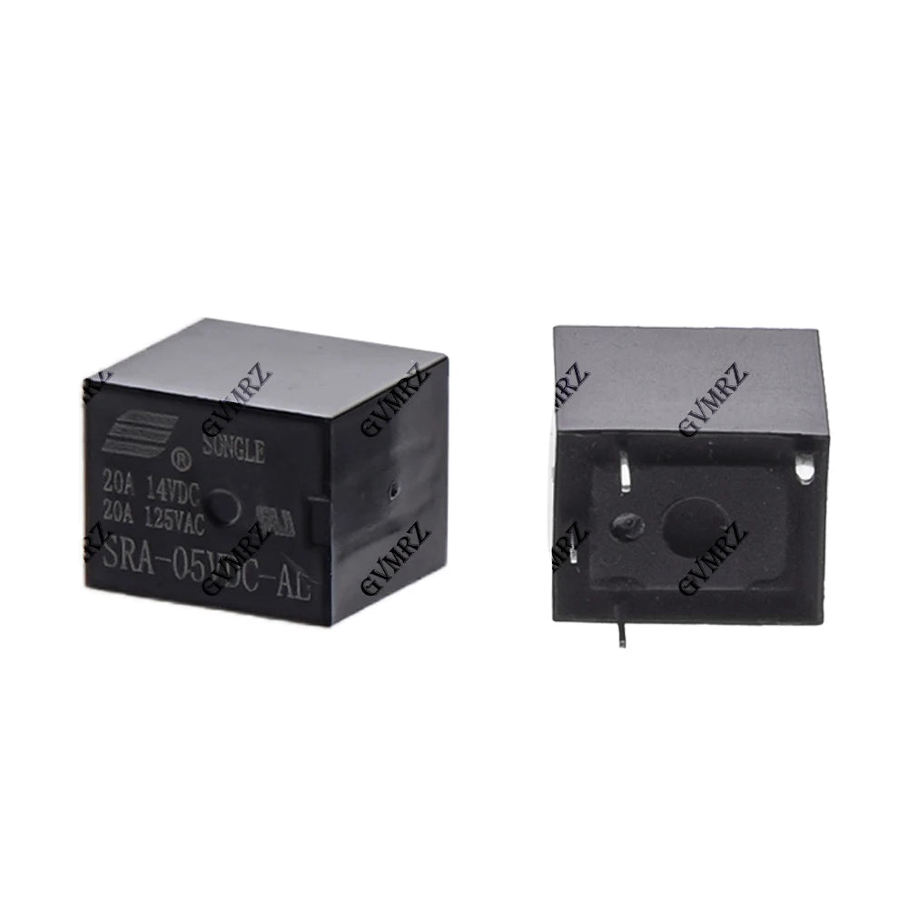 5PCS 4Pin 5Pin Relay  PCB Type Black Automobile Relay SRA-05VDC-AL SRA-12VDC-CL SRA-24VDC-CL 5V 12V 24V 20A DC Power