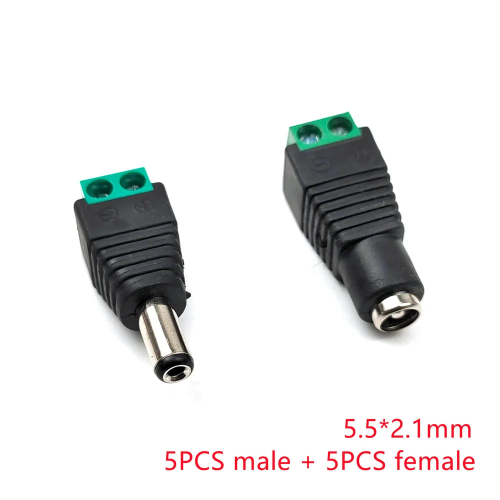 5/10Pcs Solderless DC Jack Plug Connector 3.5x1.35 5.5x2.1 5.5x2.5mm Male Female Adapter for LED Tape Surveillance Camera