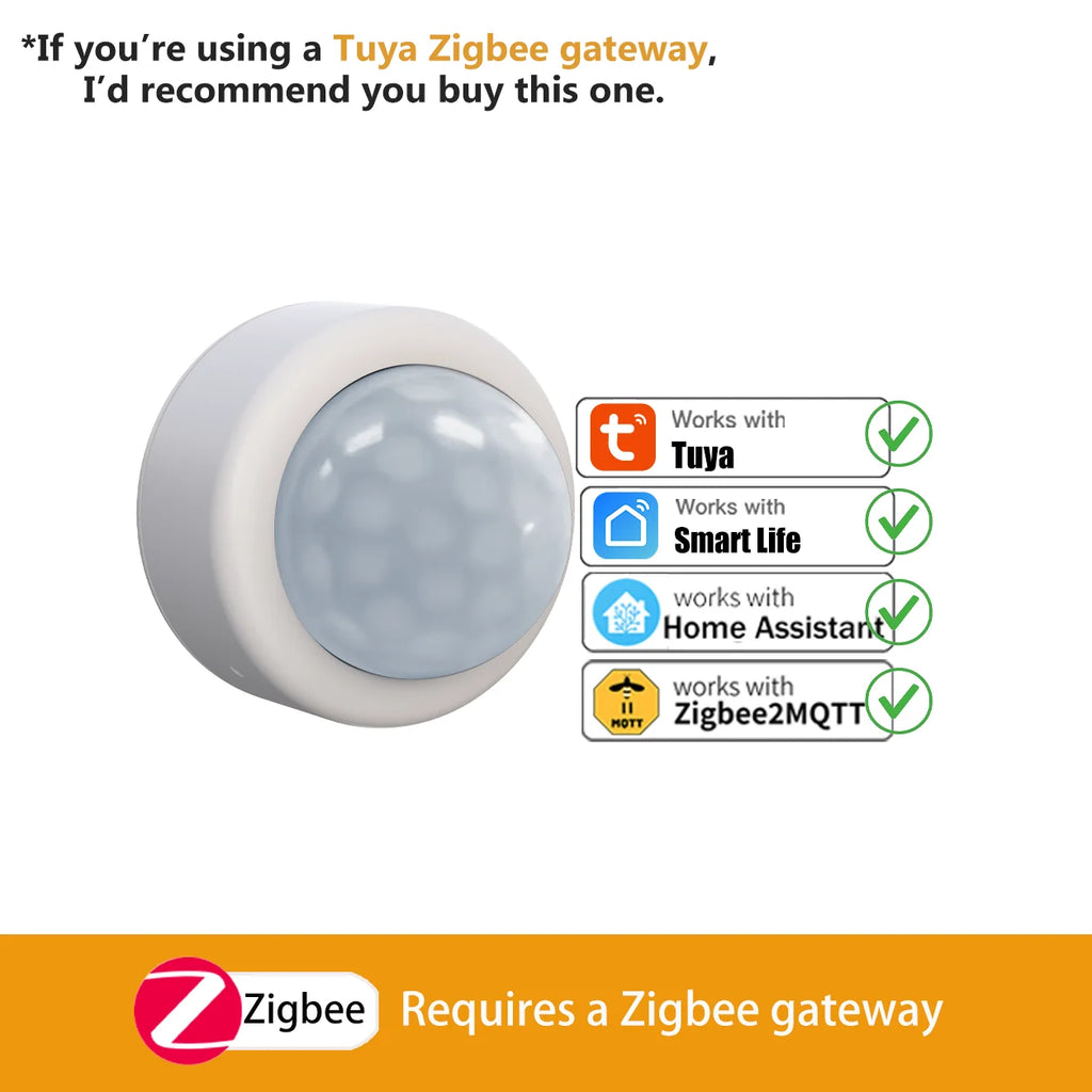 Zigbee Motion Sensor Pir Detection Human Body Infrared Sensor Anti Theft Security Detector Sensor Support Home Assistant Z2M