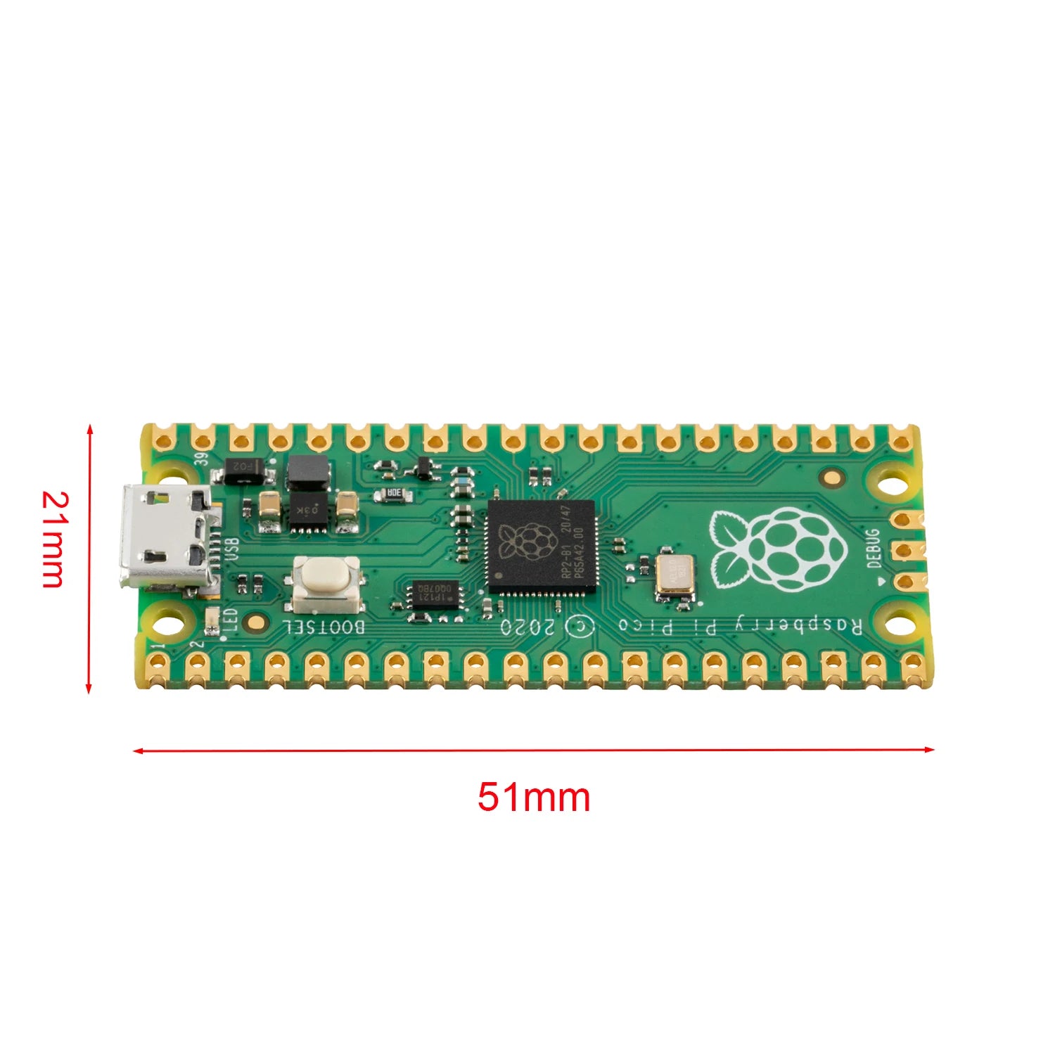 Official Raspberry Pi Pico Board RP2040 Dual-Core 264KB ARM Low-Power Microcomputers High-Performance Cortex-M0+ Processor
