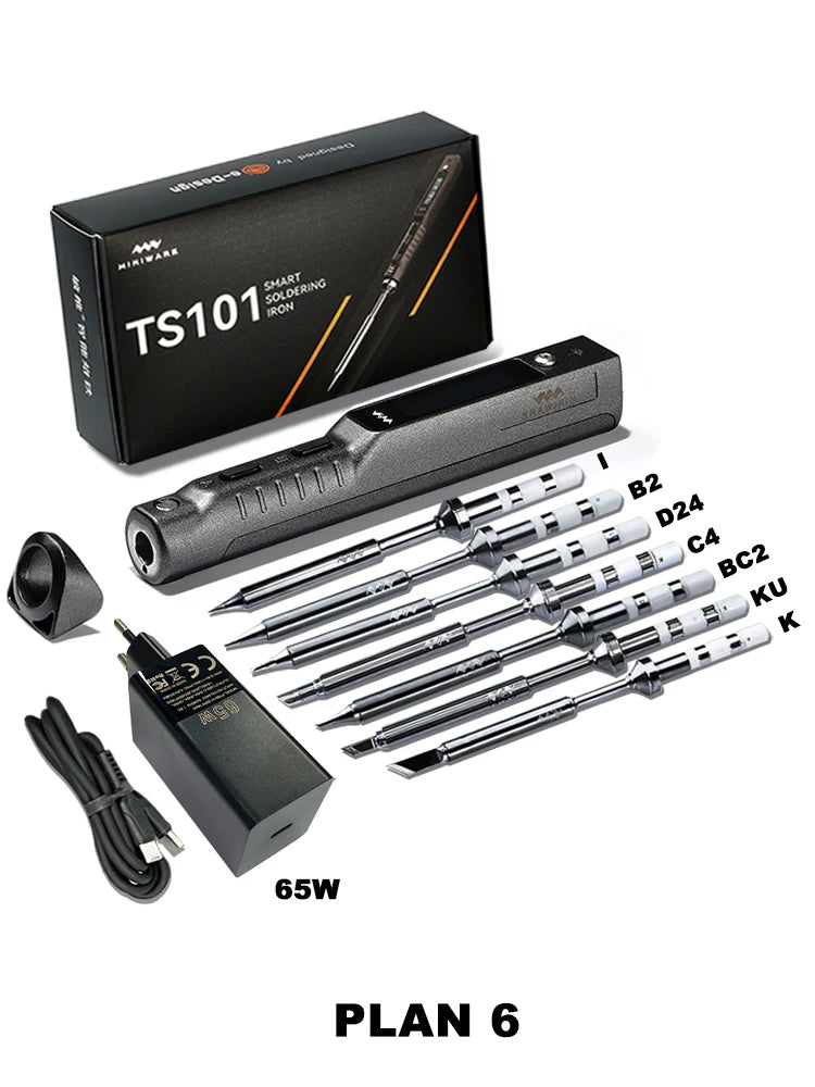 Miniware TS101 Soldering Iron Electric 65W Temperature Programmed LCD New Upgraded TS100 With Soldering Tip Set