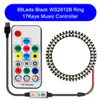DC5V WS2812B DIY LED Ring 8 to 241 Pixels 5050 RGB Individually Addressable WS2812 Round Modules With 17Keys Music RF Controller