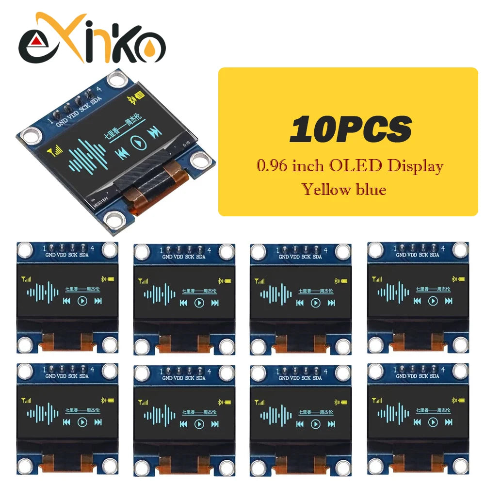 1-10pcs 0.96 Inch OLED Display Module I2C IIC SPI Serial 128X64 LCD 3.3-5V 4 Pin White/Blue/Yellow Blue  for Arduino