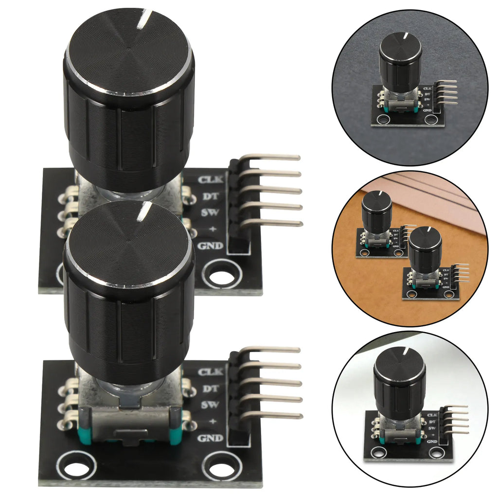 4Set Panel Mount Rotary Encoder Metal Shaft Threaded Bushing Kit 360 Degree Push Button for Robotics Cnc Prototype Pulse Encoder