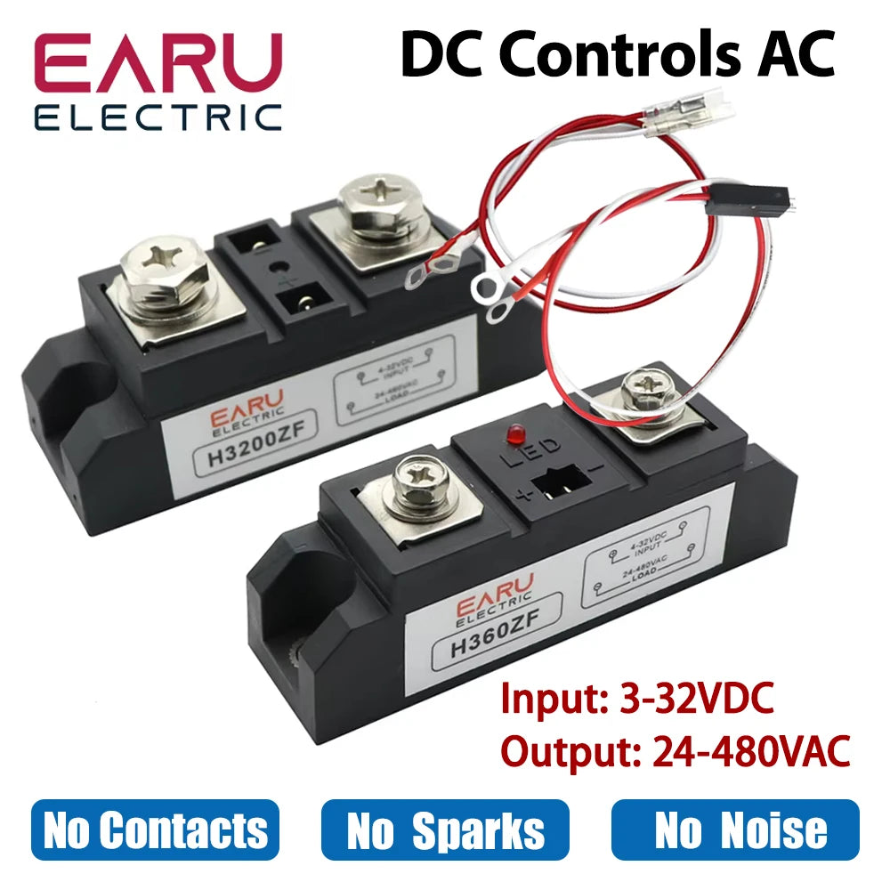 Industrial Solid State Relay SSR Module Single Phase Input 3-32VDC Output 24-480VAC Industrial 60A 80A 100A 120A 150A 200A 300A