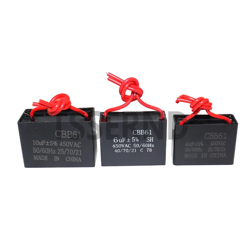 CBB61 Capacitor 450vac Fan Starting Capacitor 450V Fan Capacitors 1UF 1.2UF 1.5UF 2UF 2.5UF 3UF 4UF 5UF 6UF 10UF