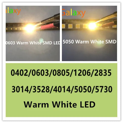 SMD 0402 0603 0805 2835 3528 1206 5050 5730 3014 4014 Diodo white/warm white light emitting diode SMD super bright LED 3V 100pcs