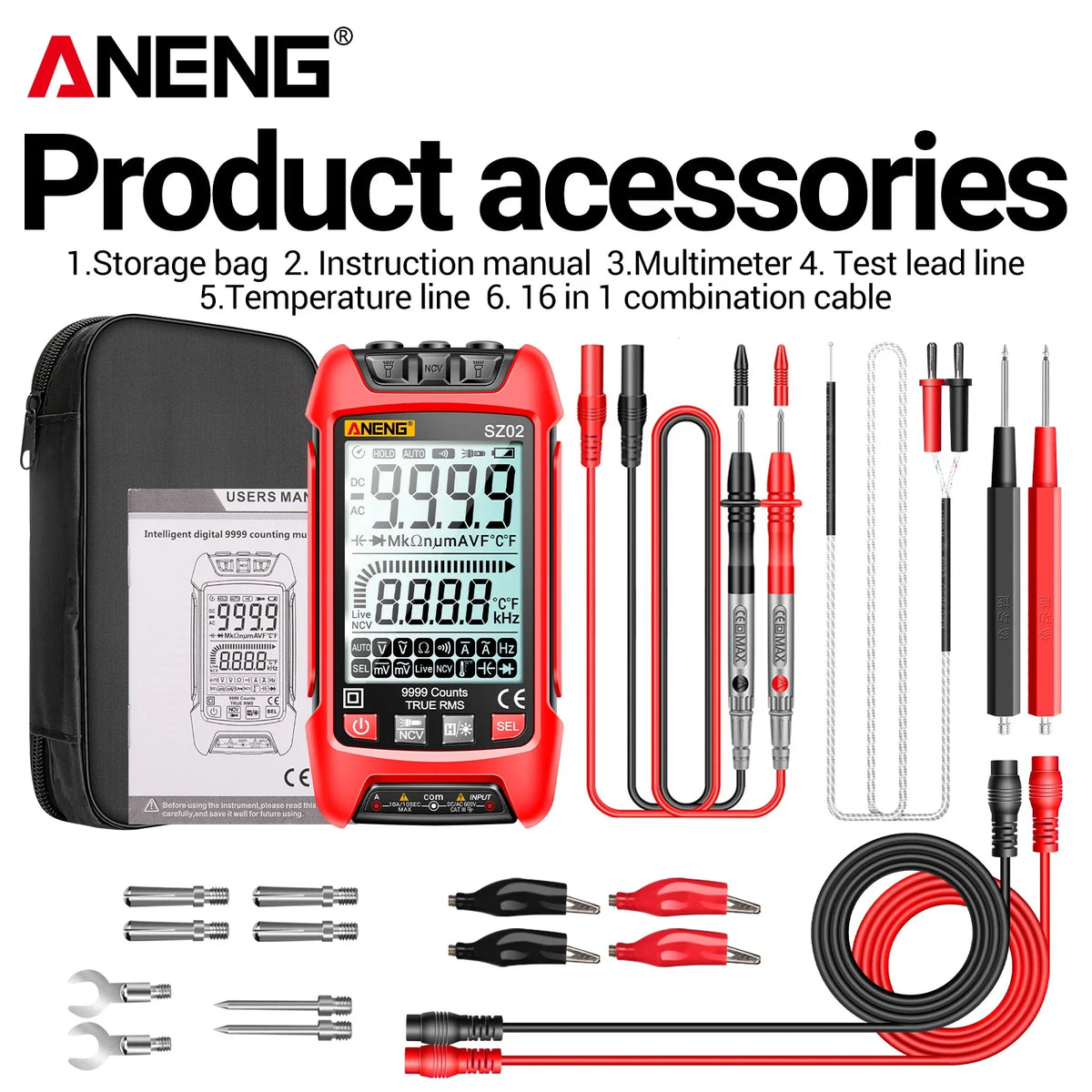 ANENG SZ01/SZ02 Diode Tester Professional Digital Multimeter True RMS Smart AC/DC Current Voltage Auto Range Multimetres Tools