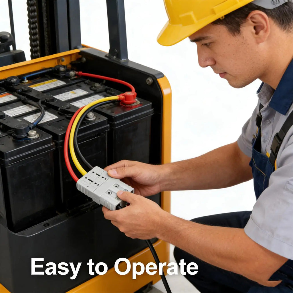 For Connector Plugs 50A Cable Kit Suitable for Anderson Plugs 50A Forklift Battery Charging 3-Pole Plug Battery Connection Cable