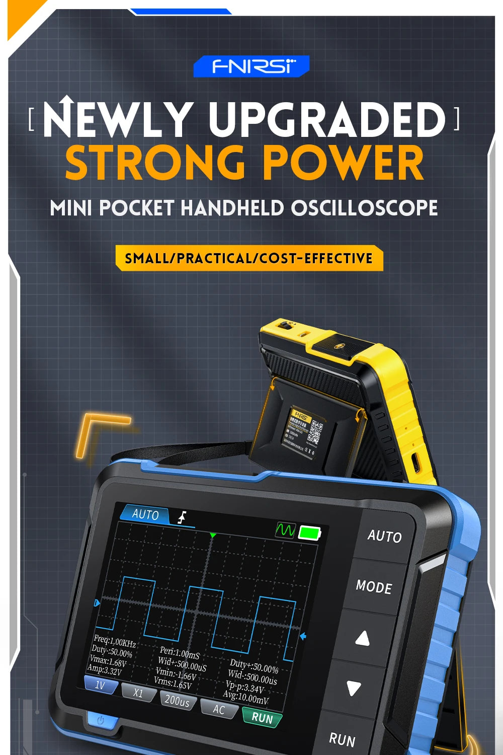FNIRSI DSO152 TC3 Handheld Digital Oscilloscope With 200KHz/500kHz Bandwidth Supporting LCR Detection Signal Generator PWM Outpu