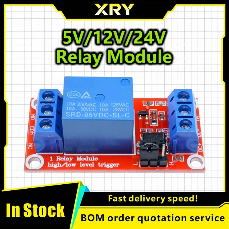 XRY DC 5V 12V 24V 1Channel Relay Module Board Shield with Optocoupler / High and Low Level Trigger for arduino Raspberry Pi