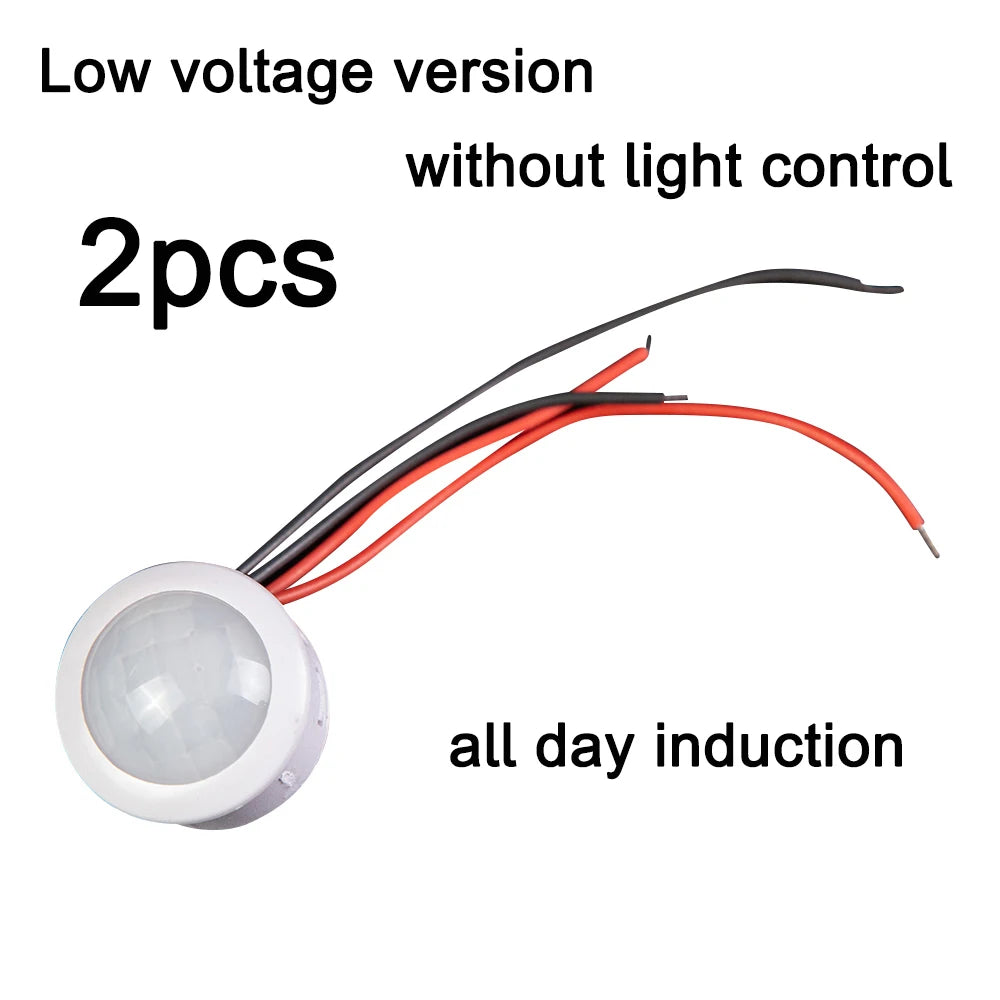 2PCS Automatic Sensor Light Switch LED Human Body Sensor Infrared Sensor Detection Infrared PIR Probe LED Body Sensor Switch