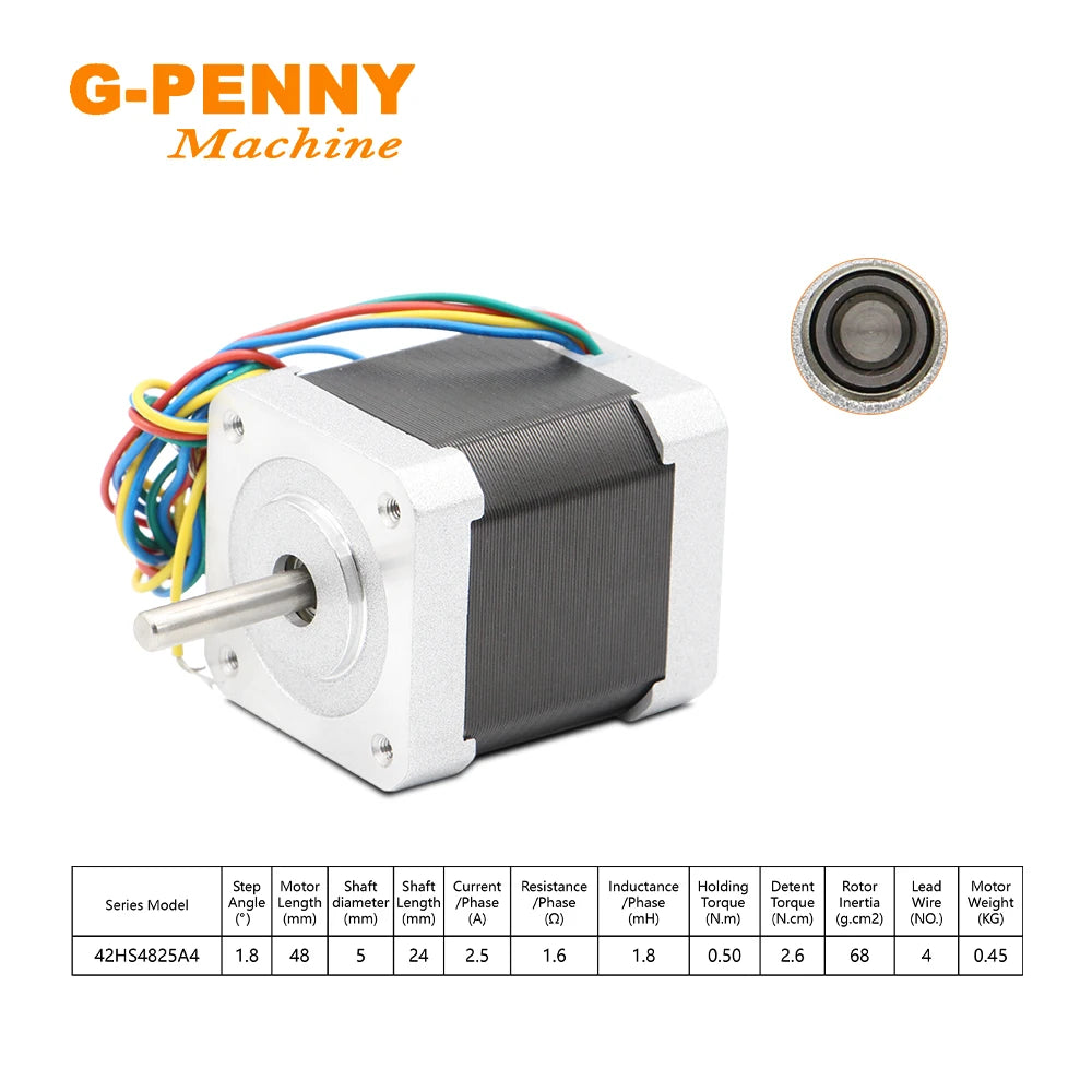 G-Penny Nema17 42HS4825A4 Stepper motor 2.5A 0.50N.m 71OZ-IN 1.8 degree 4-Lead For 3d printer cnc
