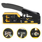 RJ45 Pass Through Crimp Tool, RJ45 Cat5 Cat6 Cat7 Crimping Tool, RJ11 Crimping Tool, Ethernet Network Cable Crimper Stripper