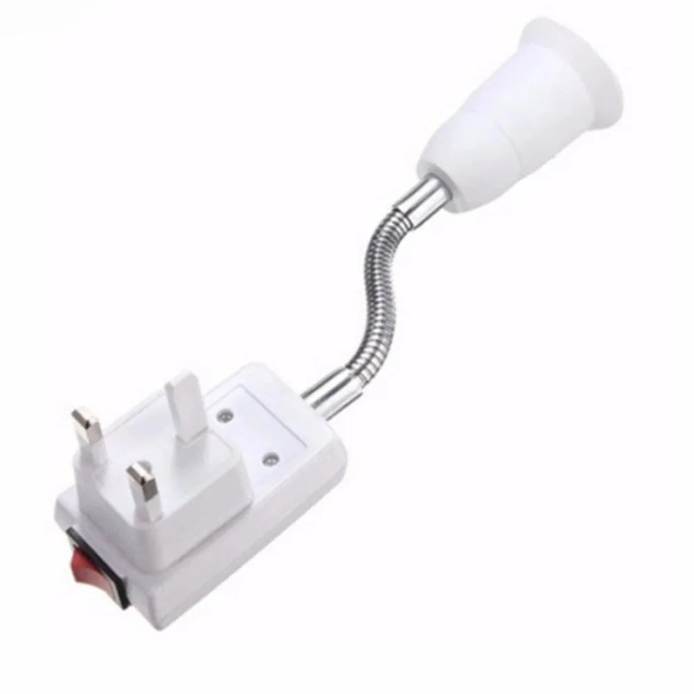 1pc E27 20cm 360D Bendable US UK EU AC Power Plug to E26 E27 Edison Screw CFL LED Light Socket Lamp Holder Adapter wt Switch