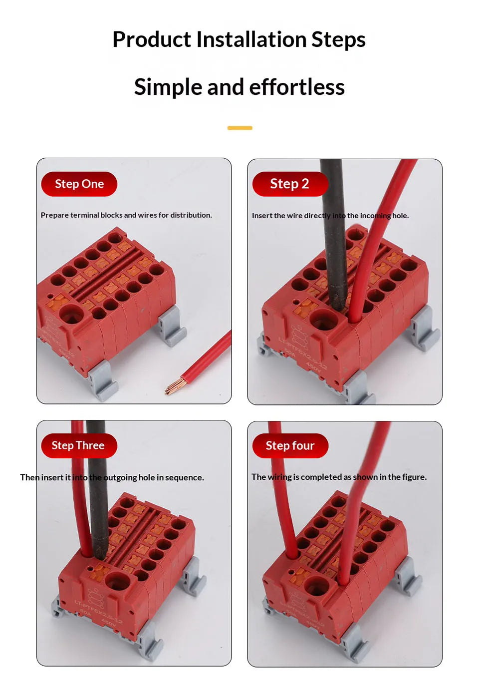 Push-in Terminal Block PTF6X2.5mm One in Multiple Out Splitter Spliceable Wire Connectors DIN Rail Junction Box Electrical Joint