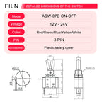 12V20A Light Toggle Truck Trailer Accessories LED Light Ignitions Boost Marine Boat Racing Car Switch SPST Toggle Rocker Switch
