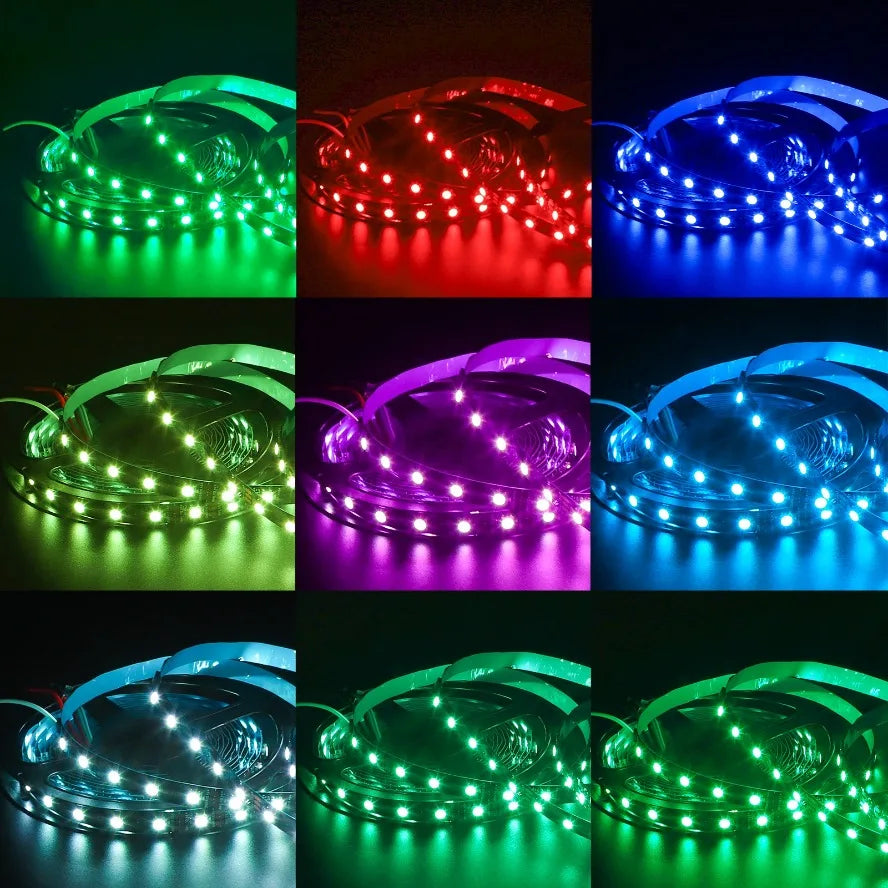 5V RGB Colored Light RGBIC 5M WS2812B 5050 Smart Waterproof LED Strip Individually Addressable IC 30/60/144Pixels/Leds/m Light