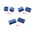50Pcs/box KF301 2P 3P 4 Pin Pitch 5.0mm PCB Terminal Block Connector Straight Pin Screw Terminal Blocks Connector Kit Blue