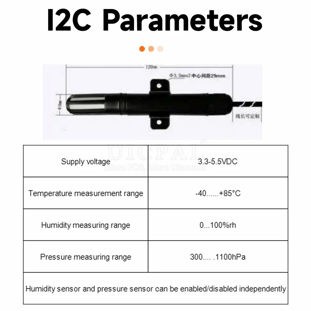 BME280 High Precision Temperature and Humidity Sensor Probe Cable 1M 2M 3M 5M Digital Sensor I2C or RS485 Waterproof Shield