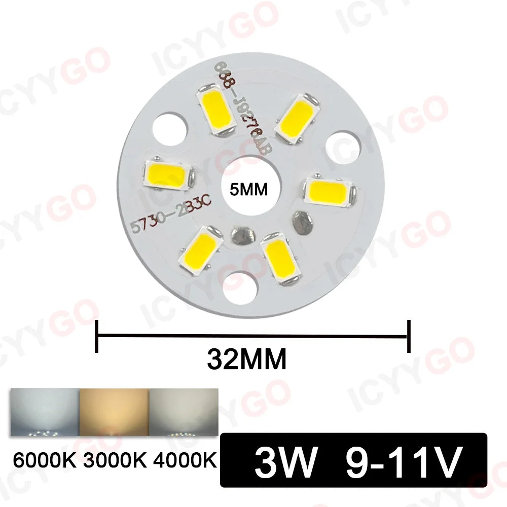 10PCS 9W 7W 5W 3W 2W SMD 5730 LED PCB Light Source Aluminum Light Board 20mm 23mm 50mm Mini LED Bulb Replacement Light Board