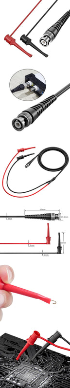 Cleqee P1007B  BNC Q9 Male Plug to Dual Test Hook Clip Oscilloscope Probe ABS Mini Grabber Test Lead 120cm Cable for Electronics