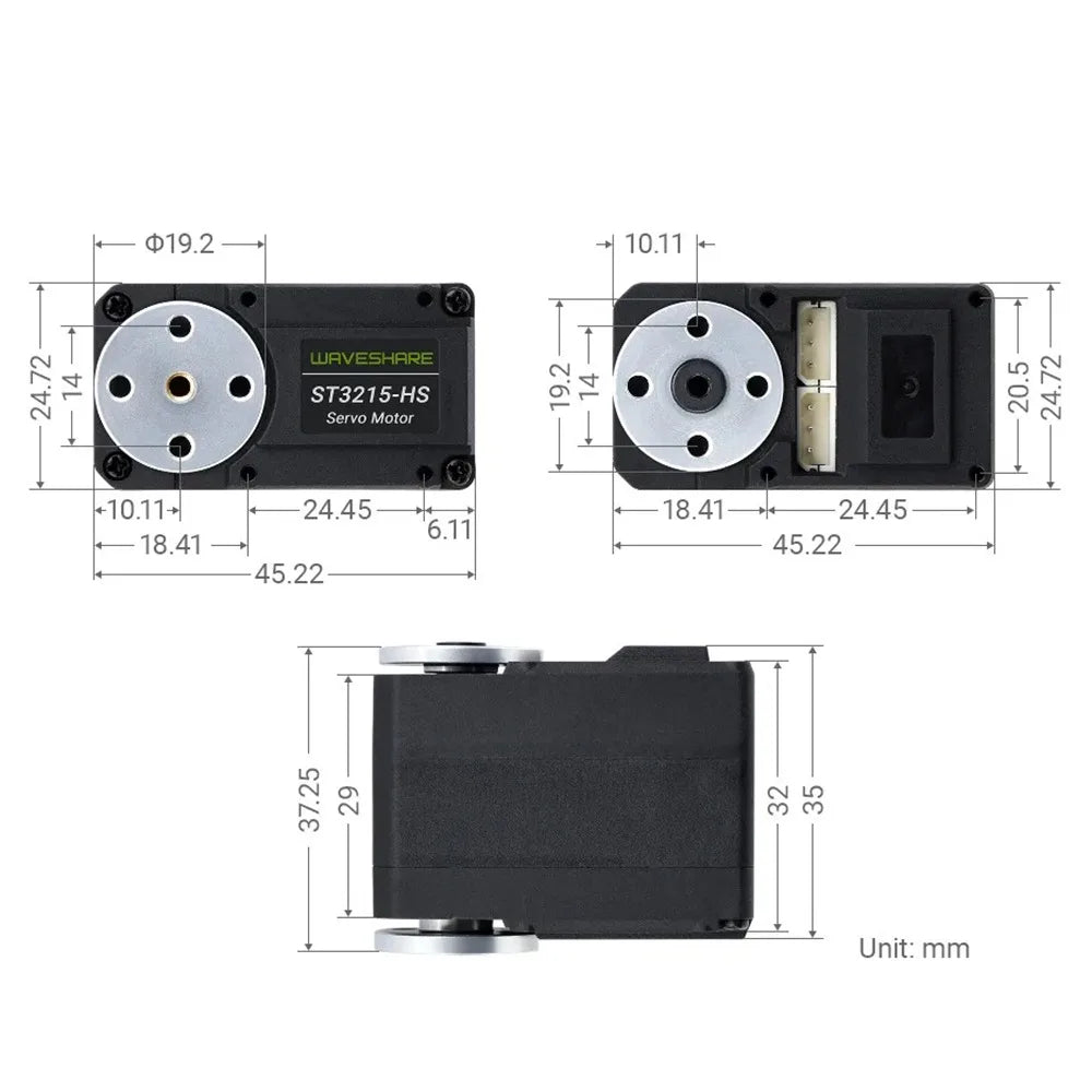 Waveshare ST3215-HS 20kg.cm Bus TTL Servo Motor 106PRM High Speed Large Torque With 360 Degrees High Precision Magnetic Encoder