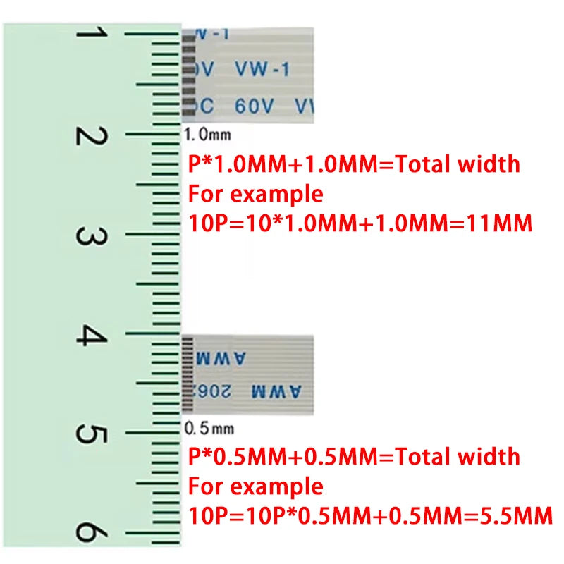 10PCS FPC FFC Cable Ribbon Flexible Flat Cable 4P/5P/6P/7P/8P/9P/10P/11P/12P/13P 0.5MM 1.0MM Pitch 50/100/150/200/250/300MM