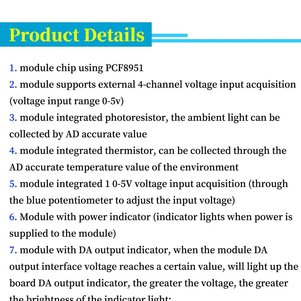 1/5/10PCS PCF8591 AD/DA Conversion of Digital Converter Module Apply to Temperature、Illumination Acquisition For Arduino