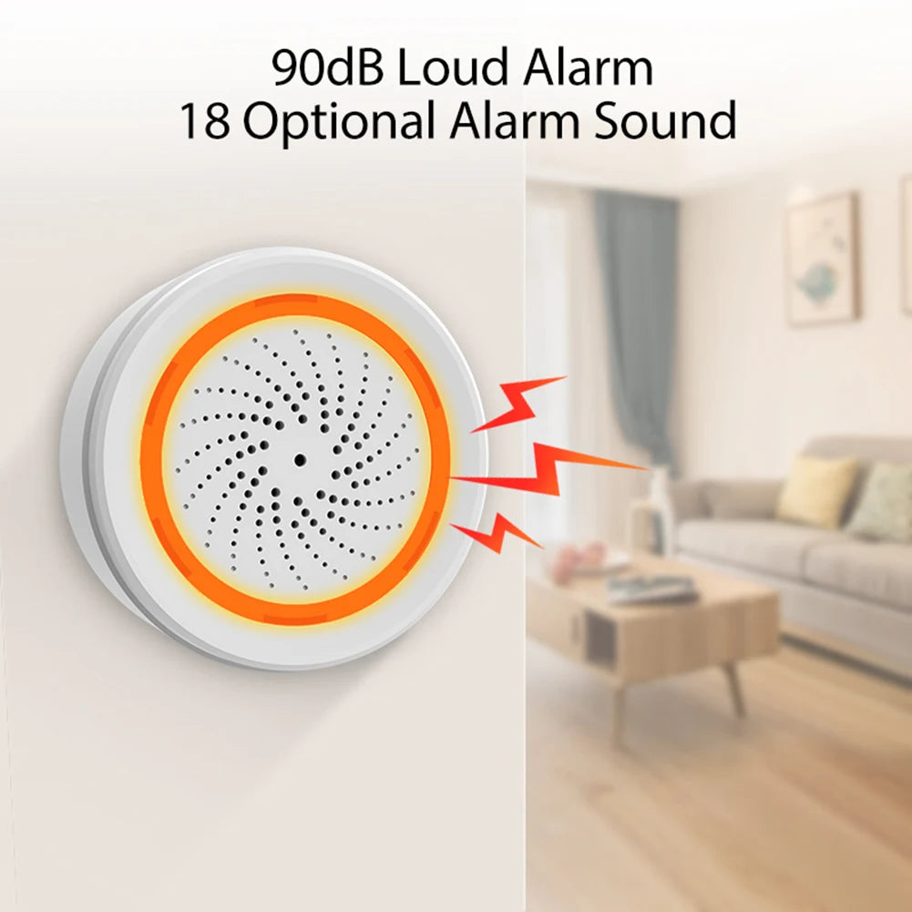 Tuya Zigbee Sound Light Sensor Smart Alarm Siren 90dB App Remote Control Home Security Protection System Siren Alarm