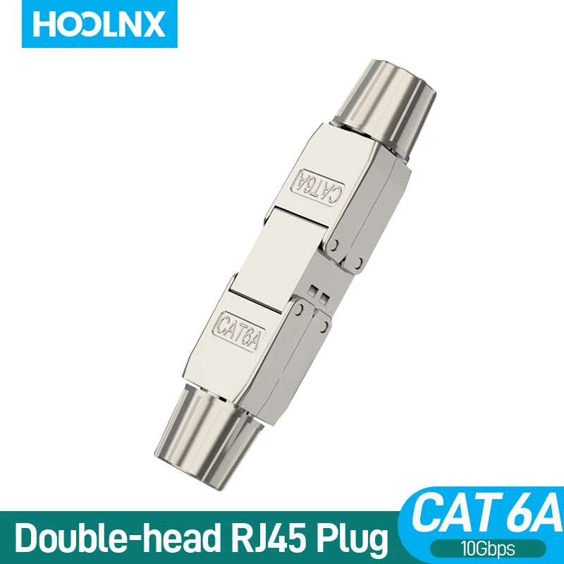 Hoolnx Tool Free RJ45 Extender, Ethernet Cable Extender PoE+ CAT6A CAT7 Lan Cable Extension Connector Full Shielded Toolless