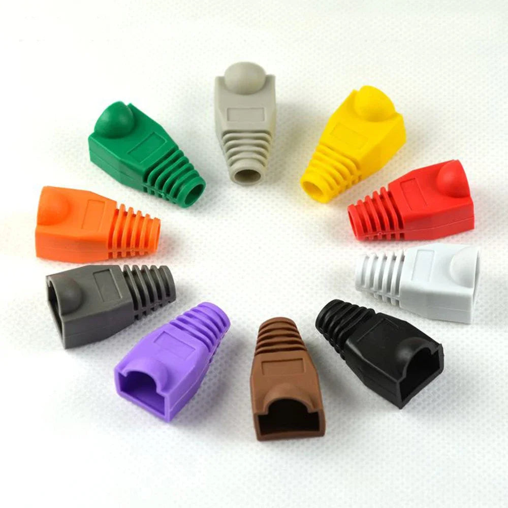 10-100Pcs RJ45 Ethernet Cable Connector Boots Cover CAT5 CAT5E CAT6 CAT6E Ethernet Network Lan Cable Plug Cap Protective Sleeve
