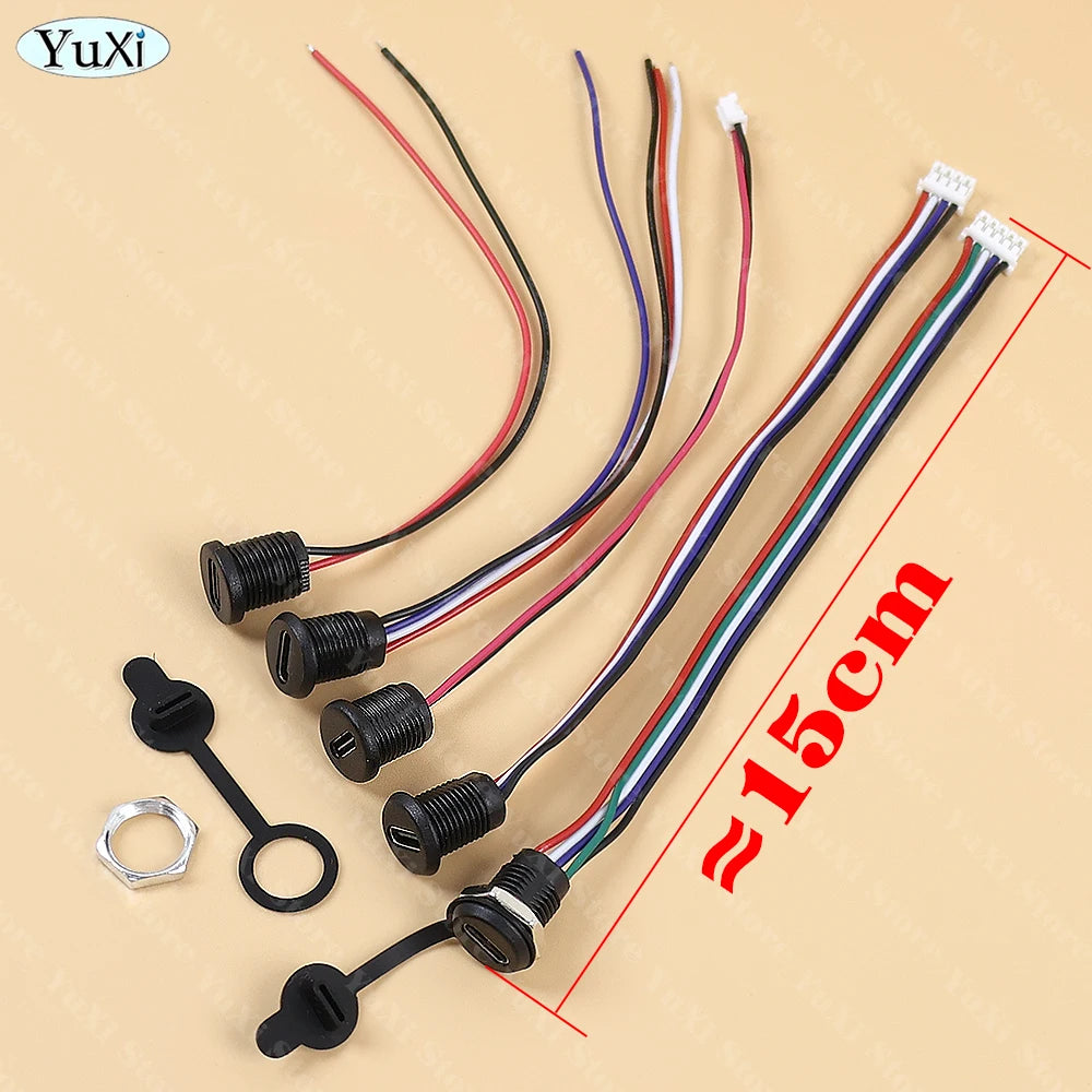 1–20pcs USB-C Type-C Waterproof Connector With Nut Locking Panel Mounting TPC Fast Charging Port Jack Socket 2/4/5/6 Pin PH 2.0