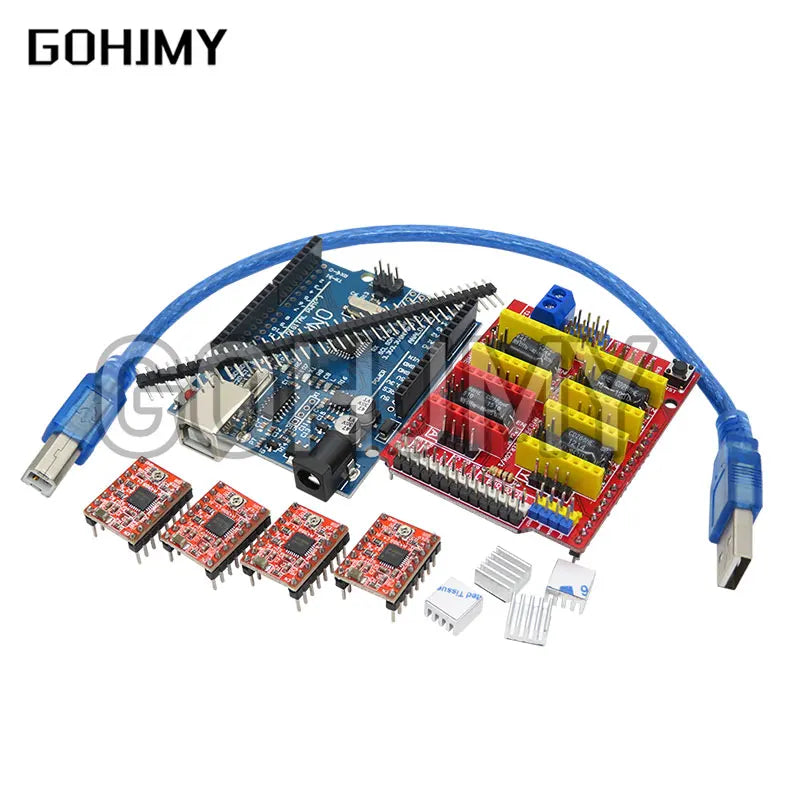 UNO R3 with 30cm USB cable + CNC Shield V3 engraving machine 3D Printe + 4pcs A4988 / DRV8825 driver expansion board for Arduino