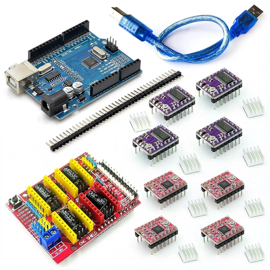 CNC Shield V3 Engraving Machine 3D Printe+ 4pcs DRV8825 Or A4988 Driver Expansion Board For Arduino + UNO R3 With USB Cable