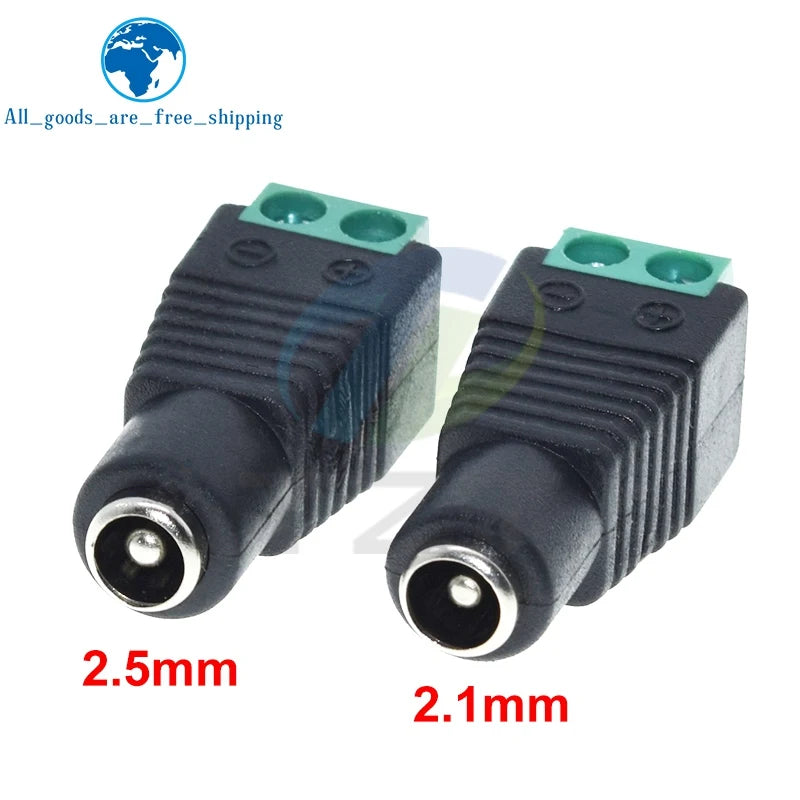 5.5MM x 2.1MM / 2.5MM Female Male DC Power Plug Adapter for 5050 3528 5060 Single Color LED Strip and CCTV Cameras