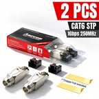 AMPCOM Tool Free RJ45 Plug CAT8 CAT7 CAT6A CAT6 Zinc-Alloy STP 40Gb 2000Mhz RJ45 Connector for 22-26AWG Cable 2Pcs-pack