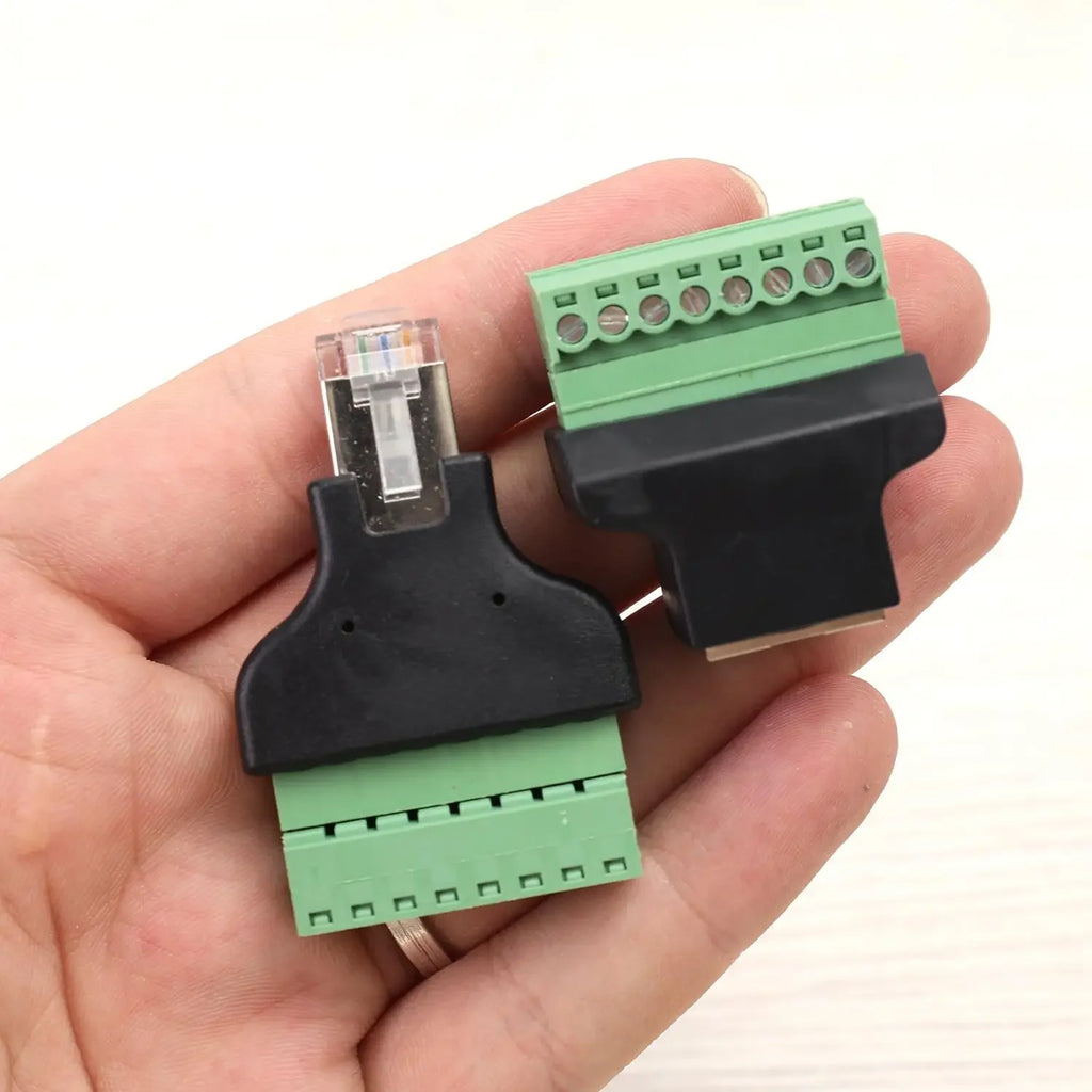 RJ45 Male Female To 8 Pins Screw Terminal Block Adapter RJ45 8P8C Breakout Board for Cat7 Cat6 Cat5 Ethernet Extender Connector