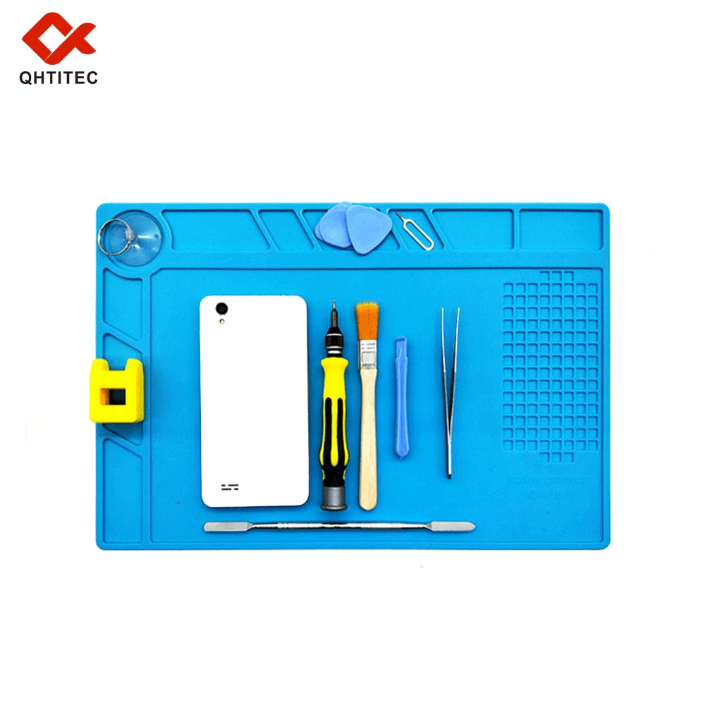 S-140-USA Warehouse Heat Resistant Silicone Soldering Mat Anti-static Insulation Work Pad For Phone Laptop Electronic Repair Maintenance Platform