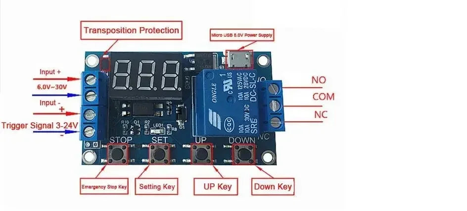 1 Channel 5V Relay Module Time Delay Relay Module Trigger OFF/ON Switch Timing Cycle 999 minutes XY-J02
