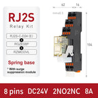 Thin-Flat Intermediate Relay 1NO1NC/2NO2NC 8A 24VDC | Compatible with  RJ1S-CL-D24 & RJ2S-CL-D24 | DIN Rail Relay for Contro