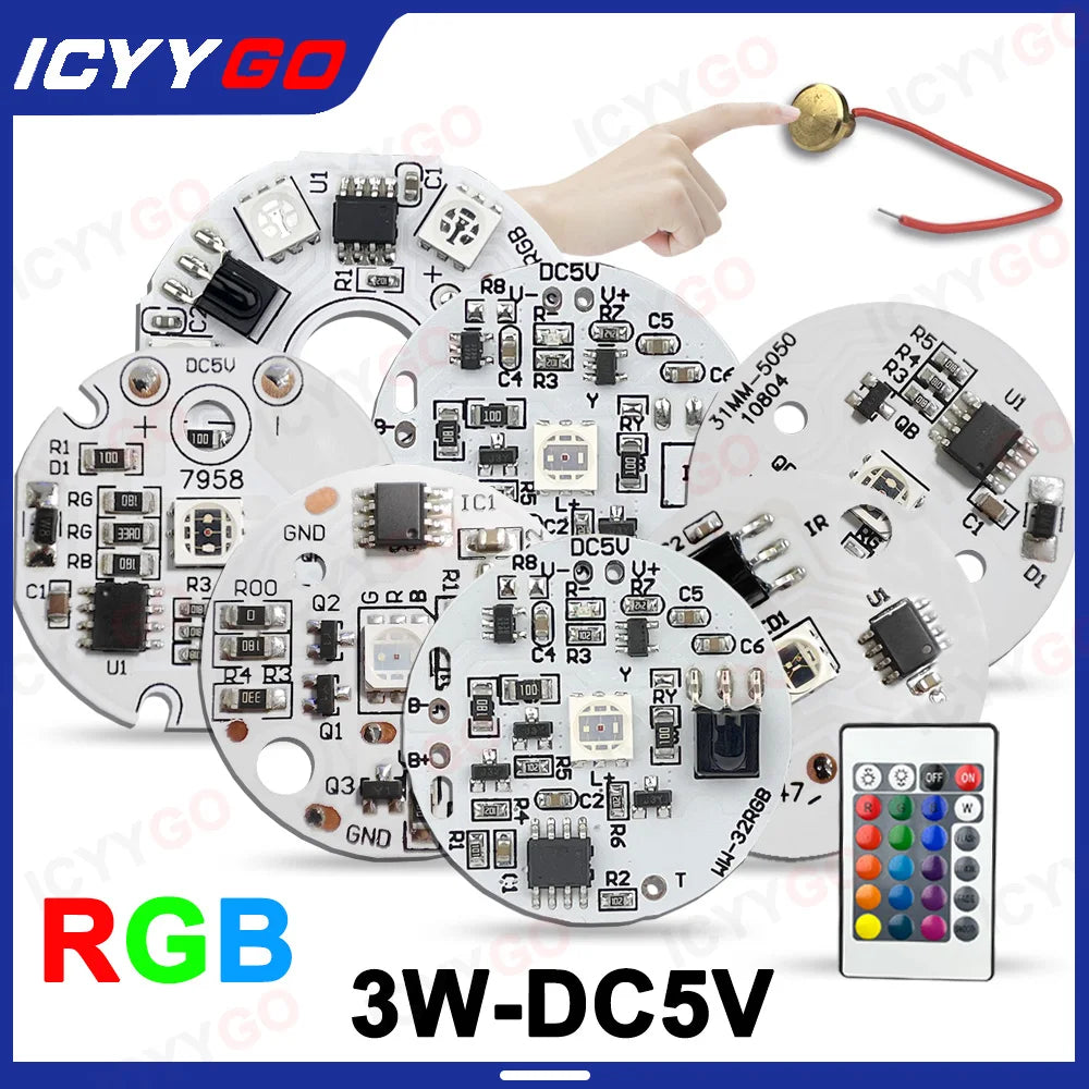 LED Light Panel 5V Color RGB Colorful Gradient Light Source Infrared 24-Key Wireless Remote Control Switch Nn/Off Control/Touch